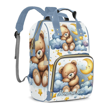 Joyestore Personalized Cute Teddy Bear Custom Mom Bag with Name,Dad and Mom Diaper Backpack Waterproof Baby Shower for (photo 2)