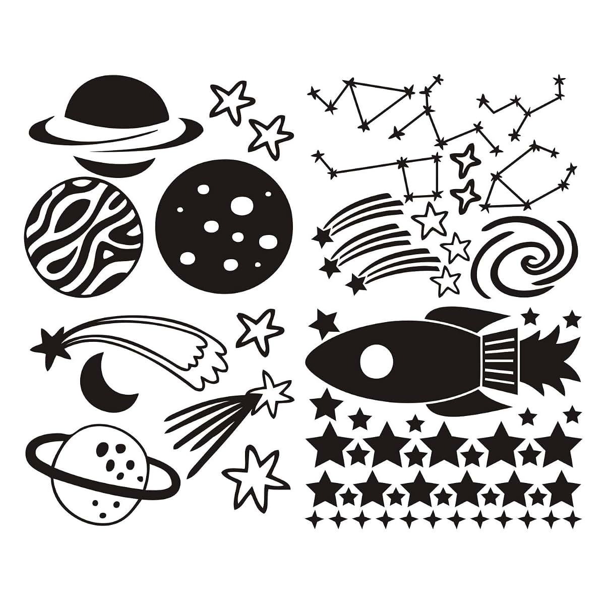 JURUOXIN Outer Space Stars Plant Wall Decal Vinyl Astronaut Stickers Nursery Decor Gift for Kids Boy Girl Bedroom Art