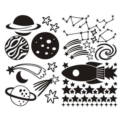 JURUOXIN Outer Space Stars Plant Wall Decal Vinyl Astronaut Stickers Nursery Decor Gift for Kids Boy Girl Bedroom Art