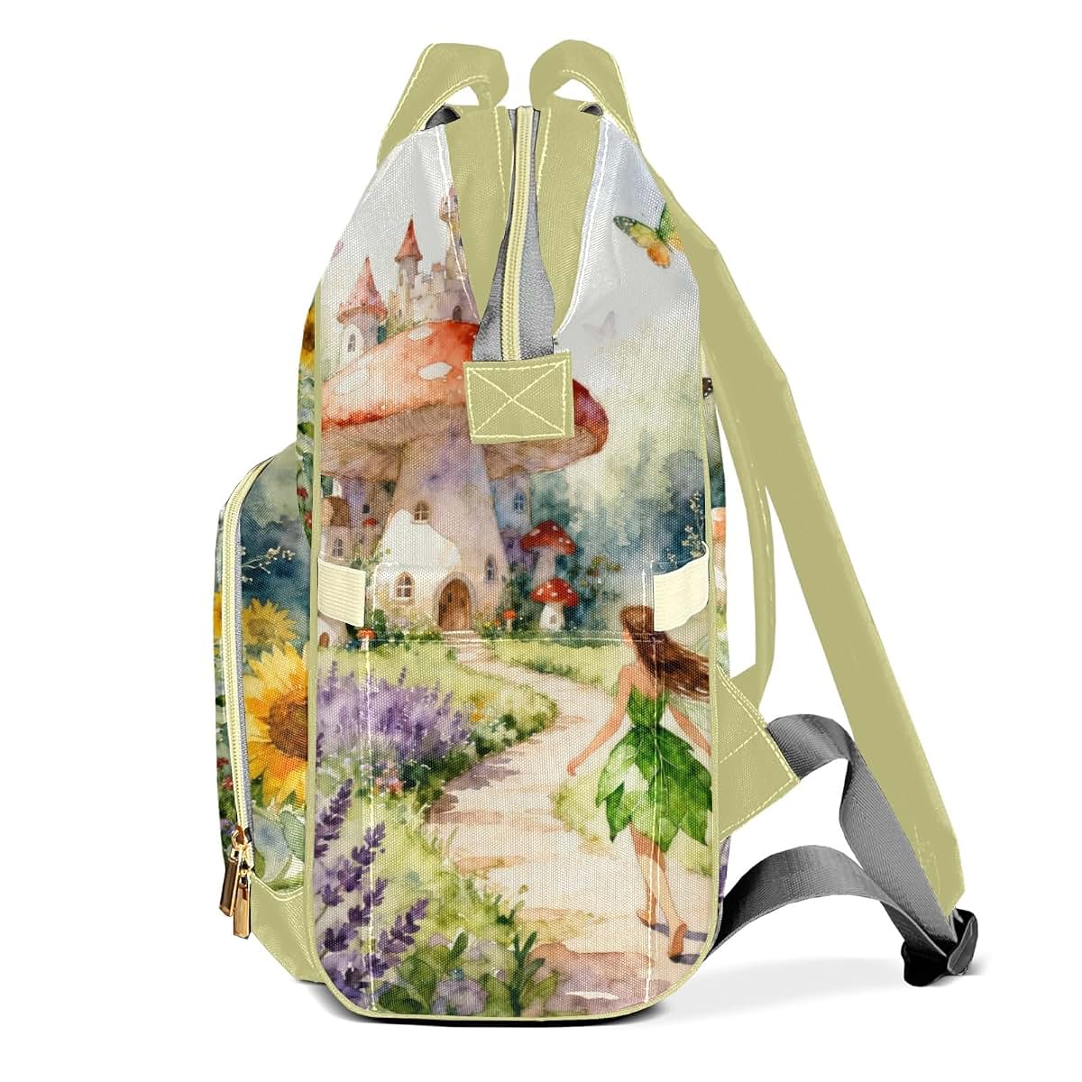 LiSoAkWE Personalized Diaper Bag Mushroom Castle Flower Fairy Nursing Baby Bags Nappy Bag with Name Casual Travel Nappy (photo 3)