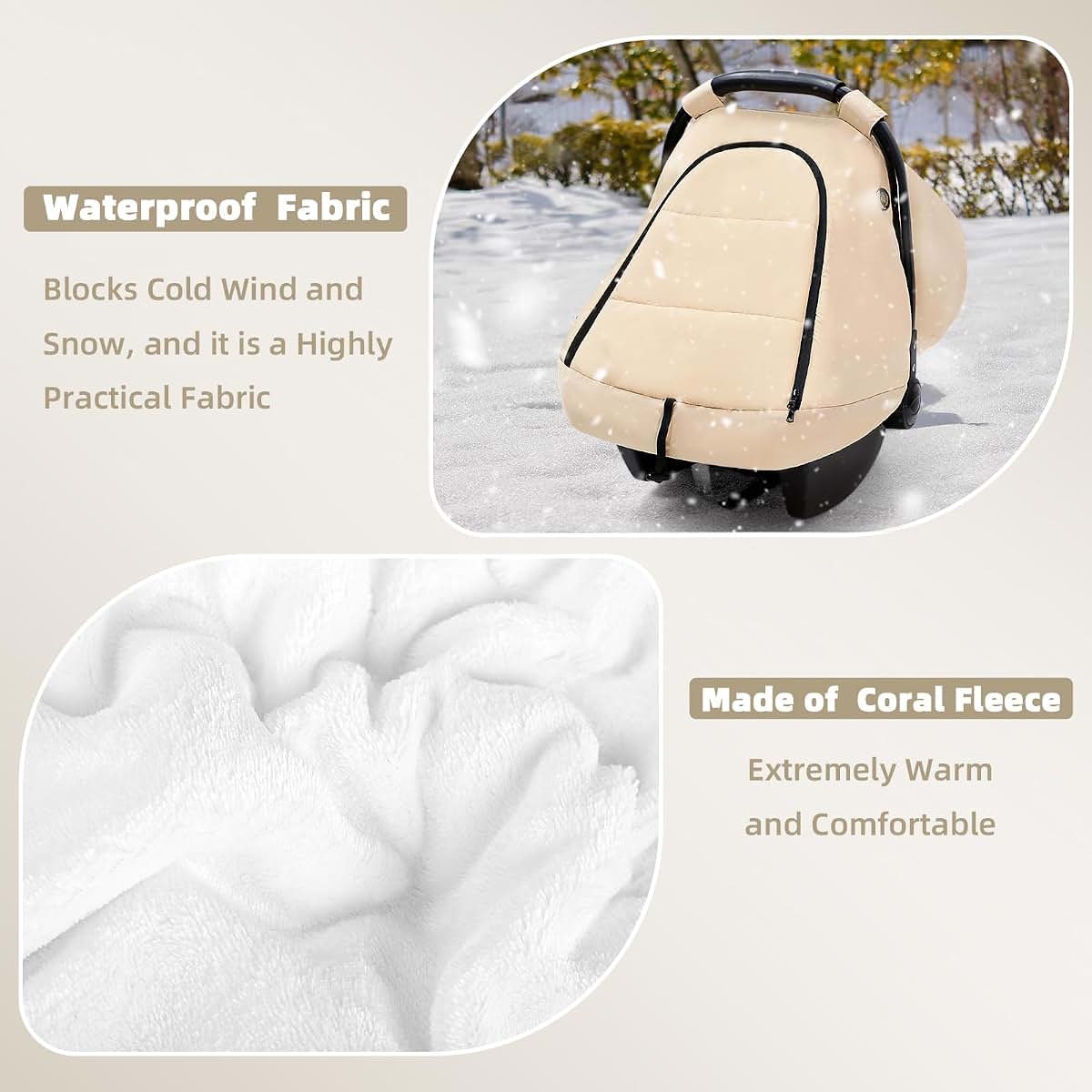 SWESEN Winter Car Seat Covers for Babies, Cozy & Warm Cover, Infant Car Seat Canopy Water Resistant, Universal Cold (photo 4)
