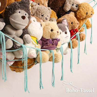 YKBU Stuffed Animals Hammock Corner Hanging Net for Plush Toy Storage (Light Blue, Large)