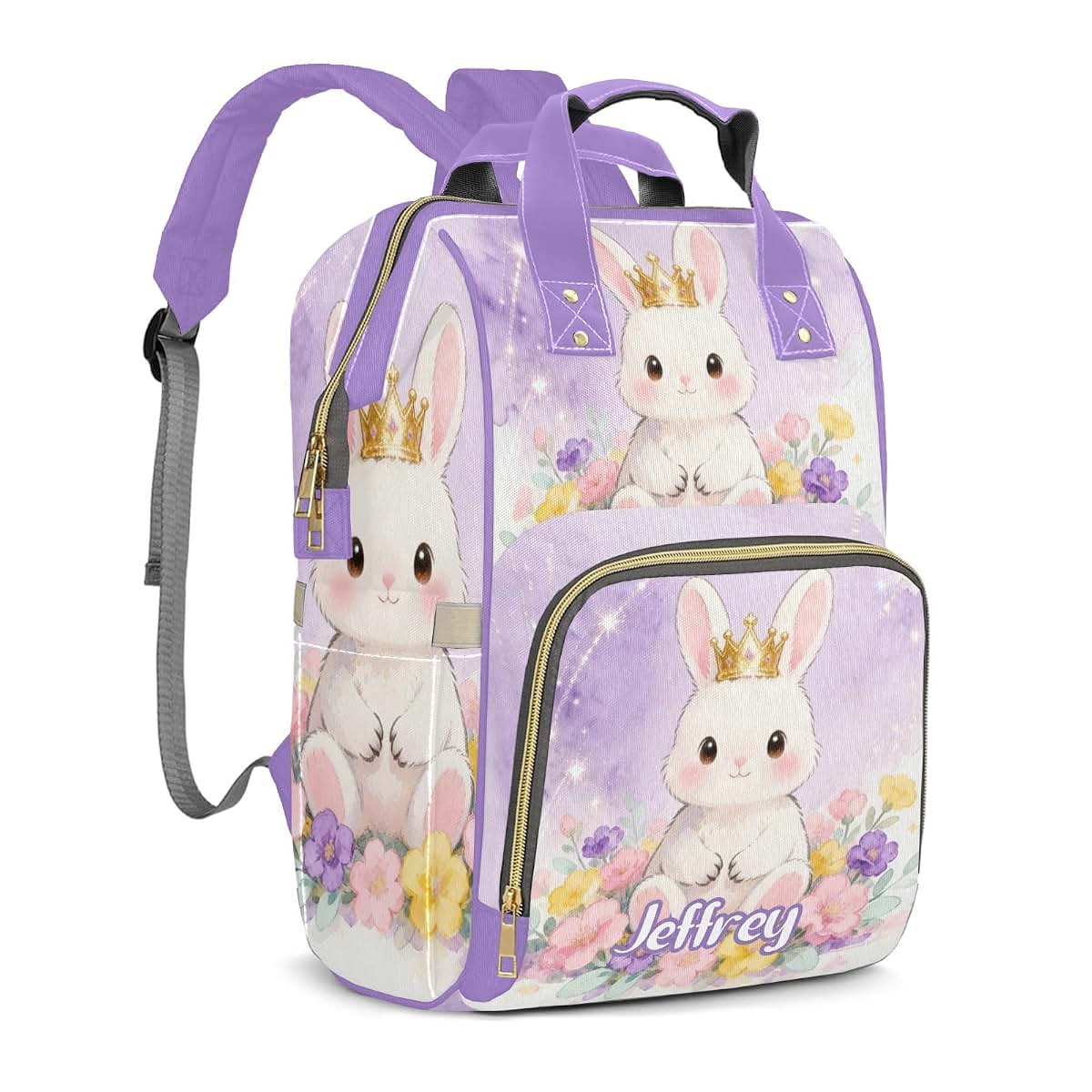 Joyestore Personalized Crown Cute Little Bunny Custom Mom Diaper Backpack (photo 2)