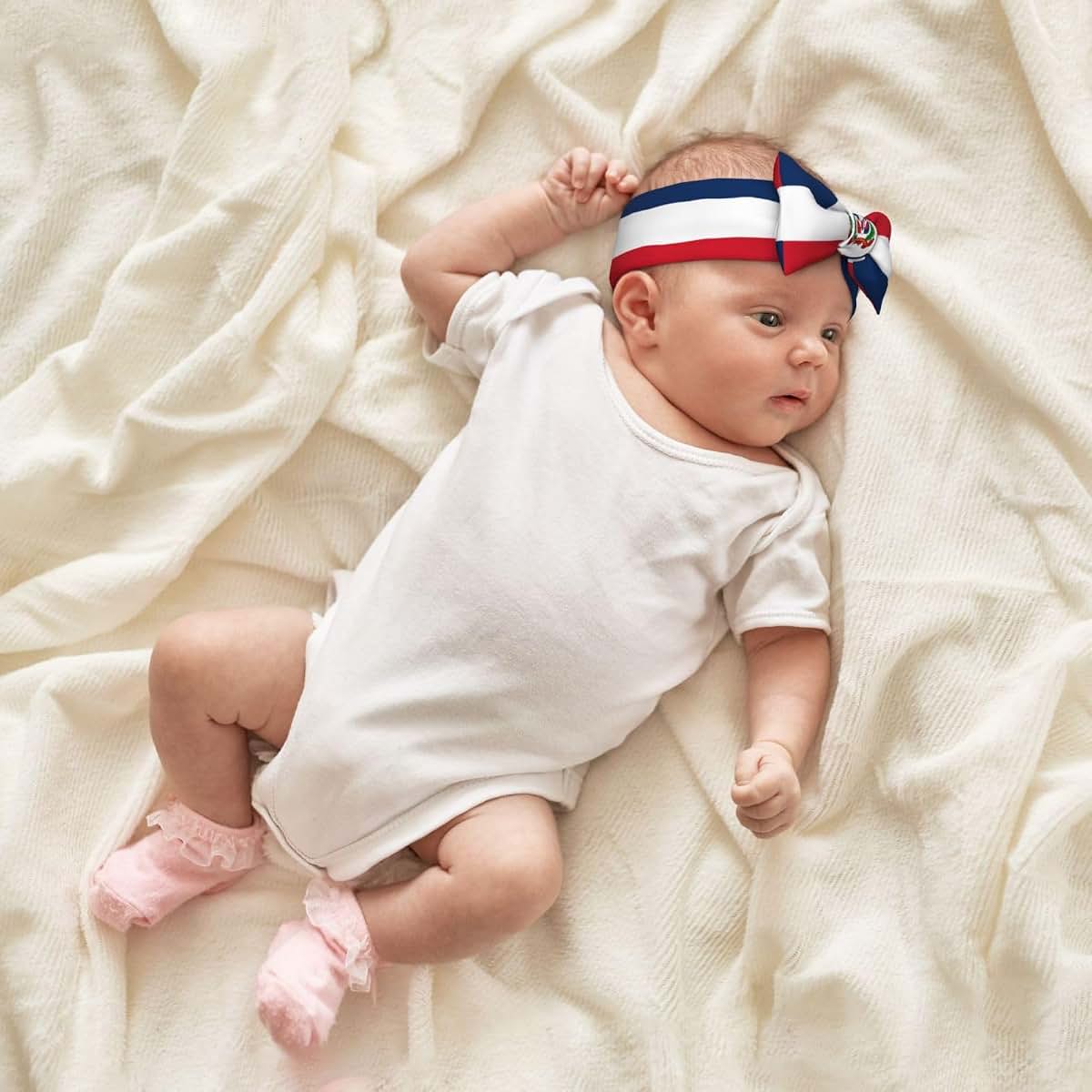 BabyOneStop Baby Bow Headband, 0-6 Months, Soft Elastic, 2.4 x 6.7 Inch