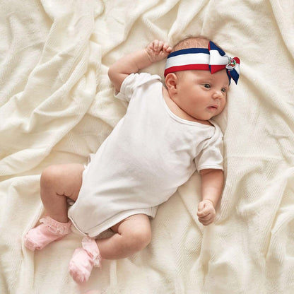 BabyOneStop Baby Bow Headband, 0-6 Months, Soft Elastic, 2.4 x 6.7 Inch