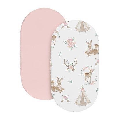 Sweet Jojo Designs Woodland Deer Floral Bassinet Sheet Set 2 Pack