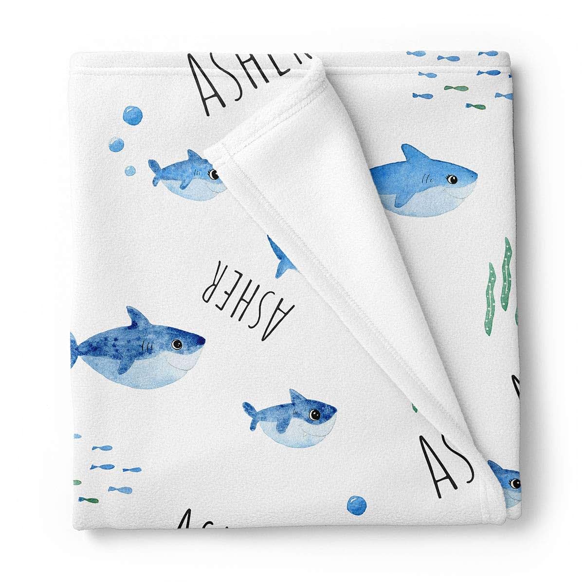 Lovable Gift Co Baby Sharks Personalized Baby Receiving Swaddle Blanket