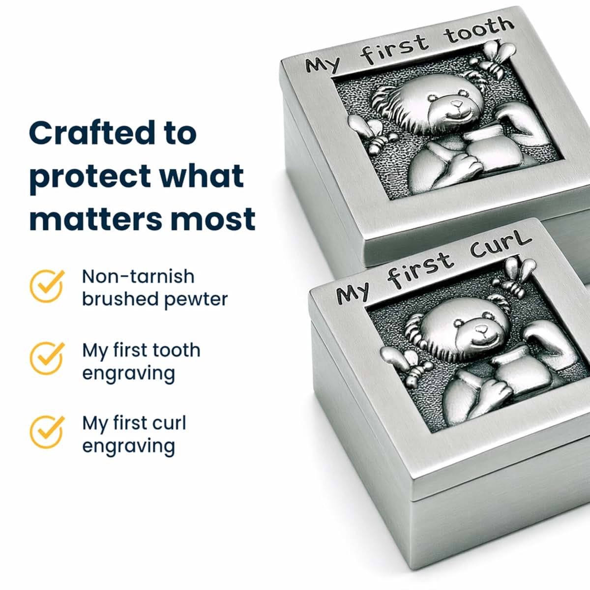 Creative Gifts International Teddy Bear Tooth and Curl Keepsake Boxes (photo 3)
