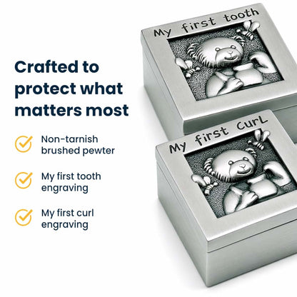 Creative Gifts International Teddy Bear Tooth and Curl Keepsake Boxes (photo 3)