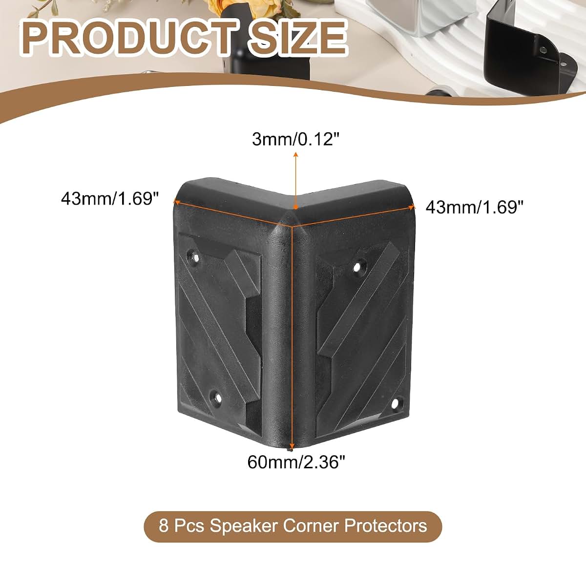 uxcell Plastic Speaker Corner Protectors Black