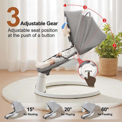 DEAREST BABY Baby Swing for Newborn to Toddler,with Remote Control (Grey)