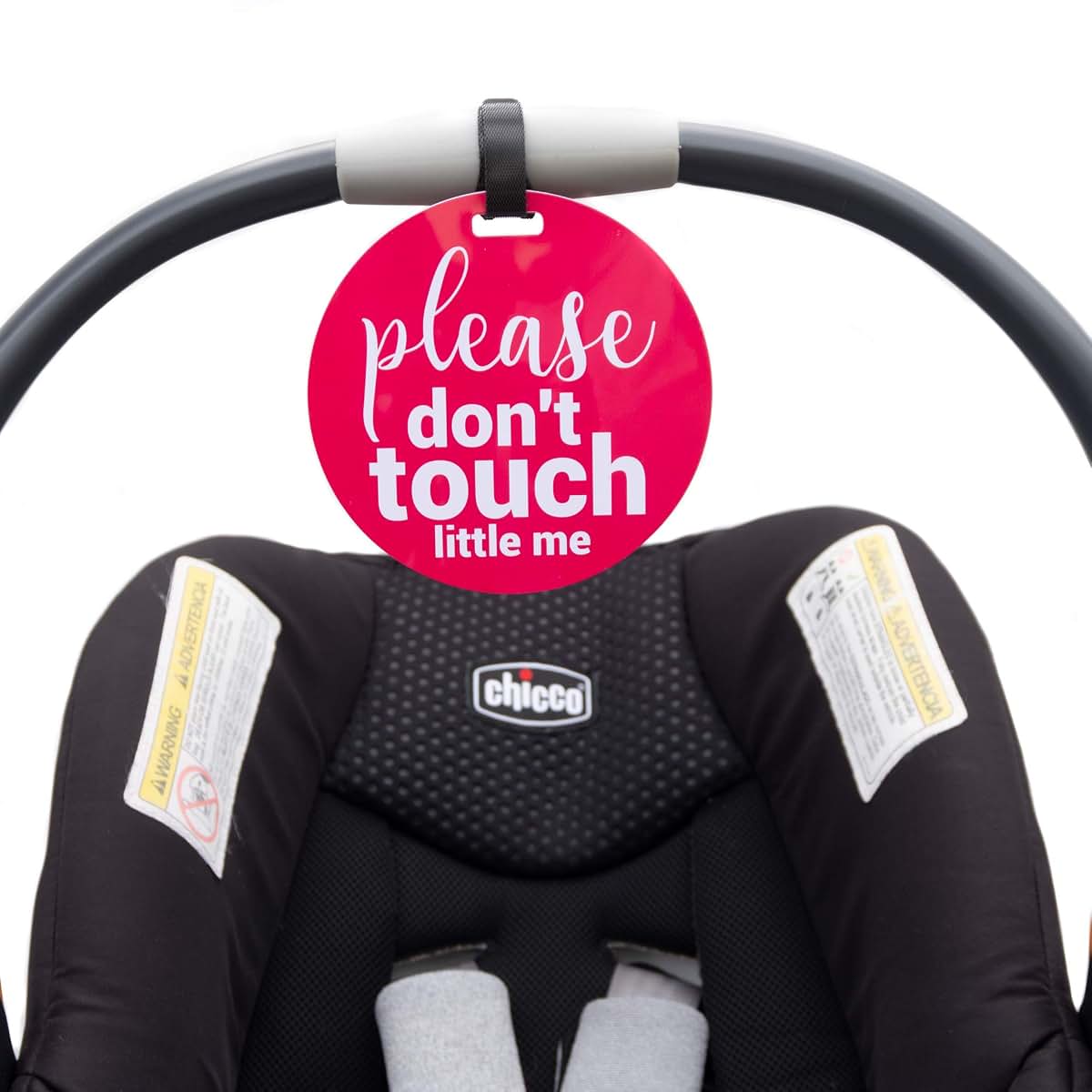 THREE LITTLE TOTS – Pink Please Don't Touch Baby Car Seat Sign or Stroller Tag - CPSIA Safety Tested (photo 3)
