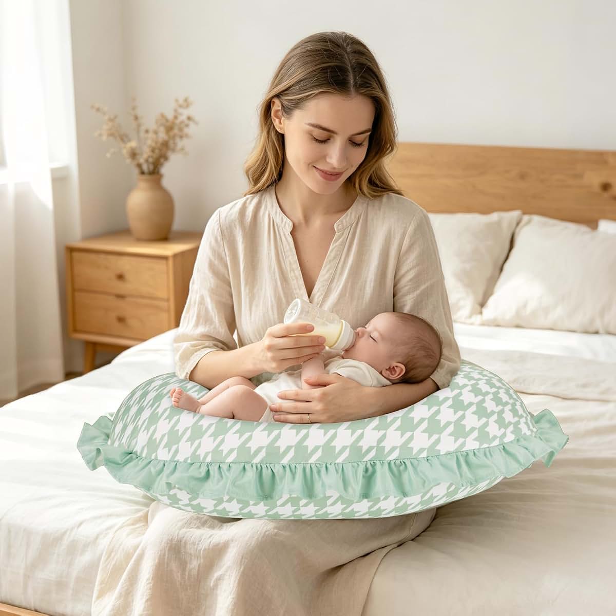 Man Fai Sky Nursing Pillow Covers, Soft & Stretchy Cover for Breastfeeding, Green (photo 3)