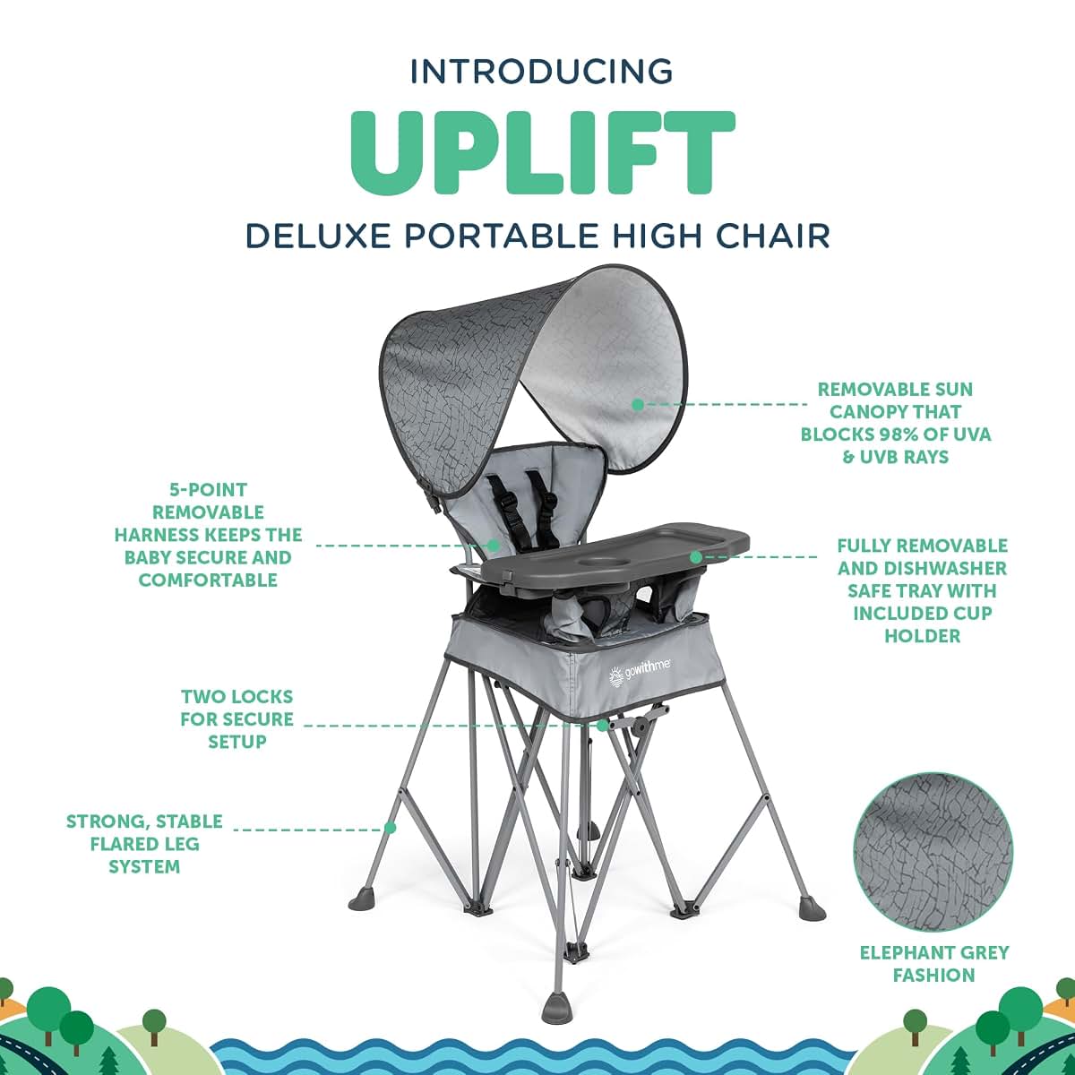 Uplift Deluxe Portable High Chair for Indoor and Outdoor Use
