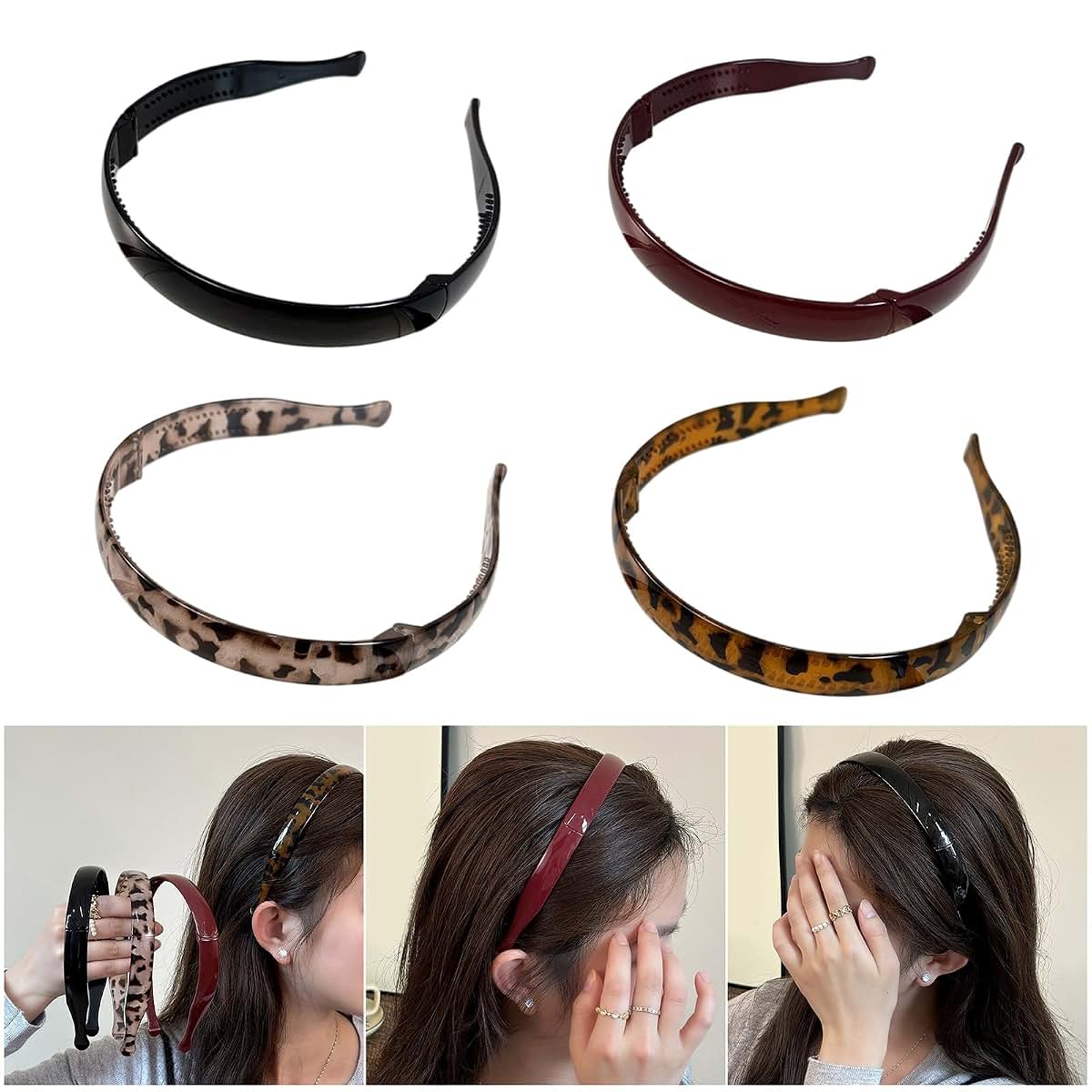 CENGPXGH Flexible Nonslip Hairband Foldable Headband, A
