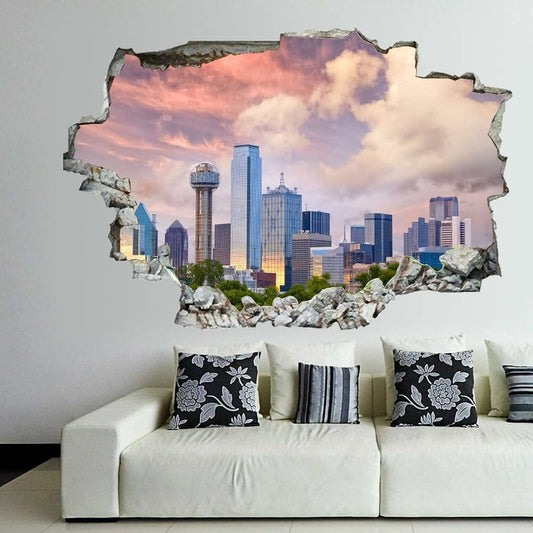 HIGOSS Dallas City Skyline Wall Decal Peel And Stick Sticker