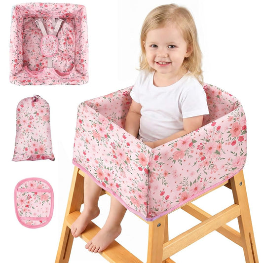 BEBOAN High Chair Cover for Restaurant, Machine Washable, Pink Flower