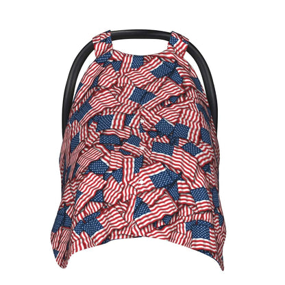 YonaJeik Patriotic American Flag USA Lover Baby Car Seat Canopy Cover Multi Use Shower Gift, Nursing Cover for Mom (photo 2)