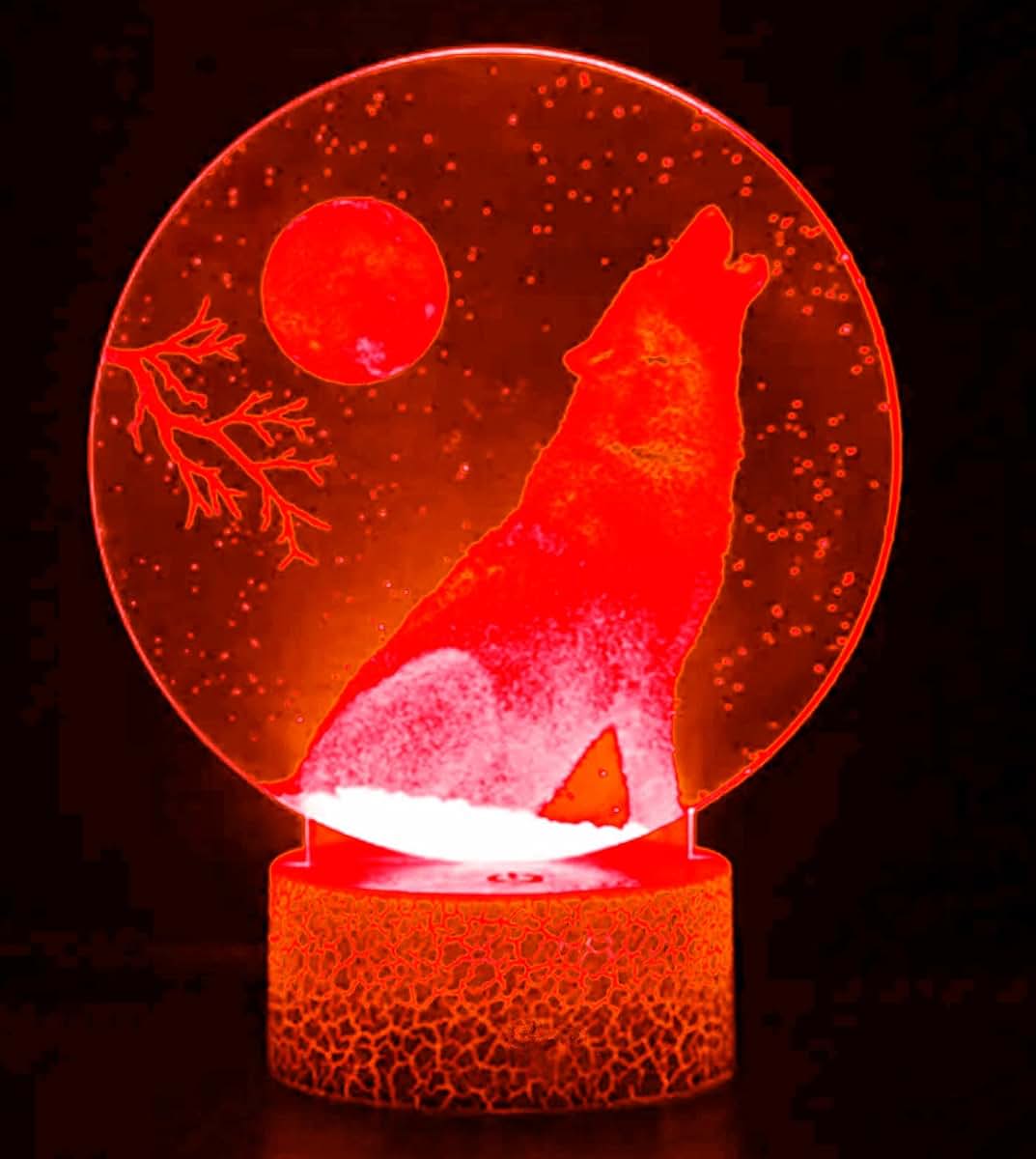 Jinnwell 3D Wolf Night Light Lamp Illusion 16 Color Changing Table Desk Decoration Lamps Gift Acrylic Flat ABS Base USB (photo 4)