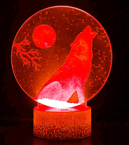 Jinnwell 3D Wolf Night Light Lamp Illusion 16 Color Changing Table Desk Decoration Lamps Gift Acrylic Flat ABS Base USB (photo 4)