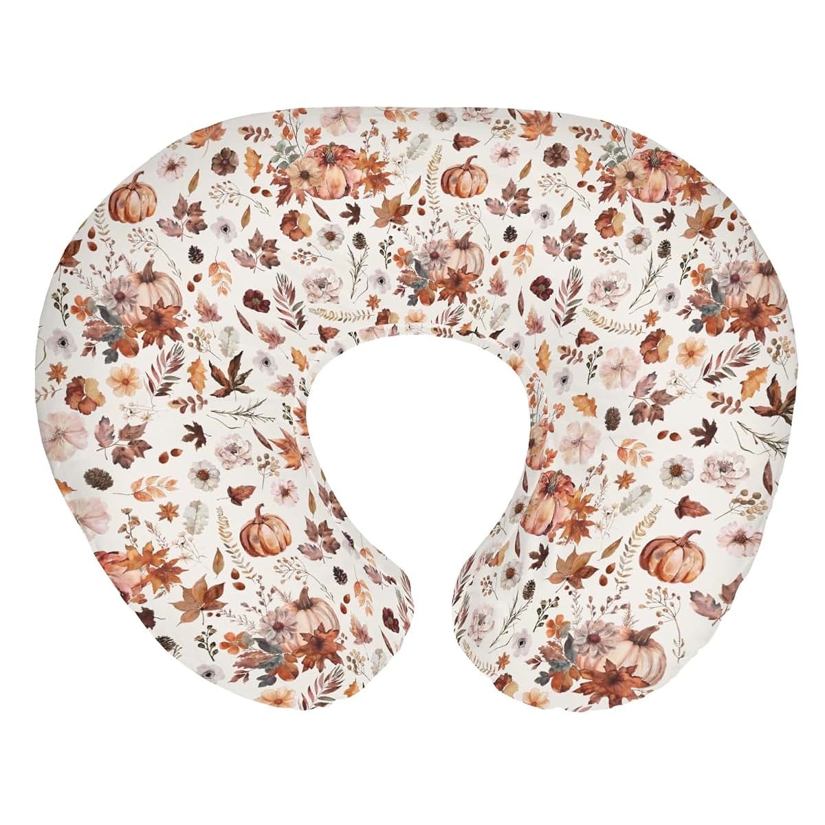 Retro Fall Pumpkins Boho Floral Leaves Nursing Pillow Covers for Baby