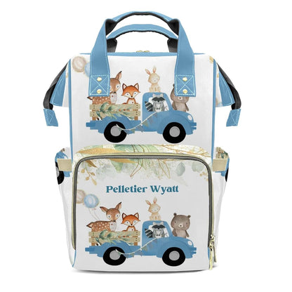 LiSoAkWE Animals Giraffe Bear Drive Blue Customizable Large Capacity Diaper Bag Personalized Name,Waterproof