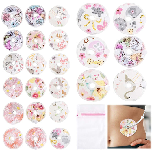 Tuyuu 24 Pcs Reusable Nursing Pads and G Tube Button Covers