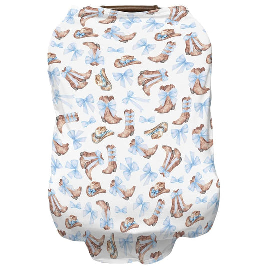 Selgkds Watercolor Blue Cowgirl Boots Baby Car Seat Cover