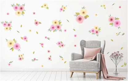 PapaKit Large Hand Painted Spring Flowers Wall Decal Mural