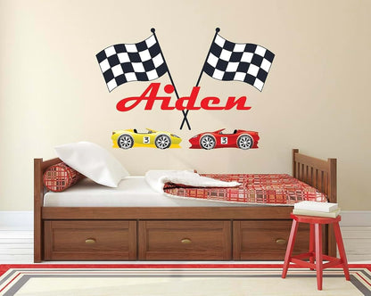 The Colors Crafter Personalized Racing Name Wall Decal For Kids Rooms