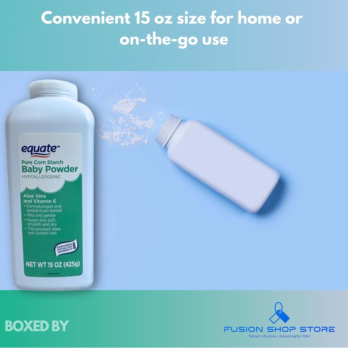Fusion Shop Store Baby Powder Pure Cornstarch, 15 oz Pack (photo 2)