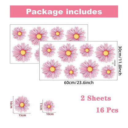 Sacinora Pink Daisy Flower Wall Stickers | DIY Floral Art Decals for Nursery Room