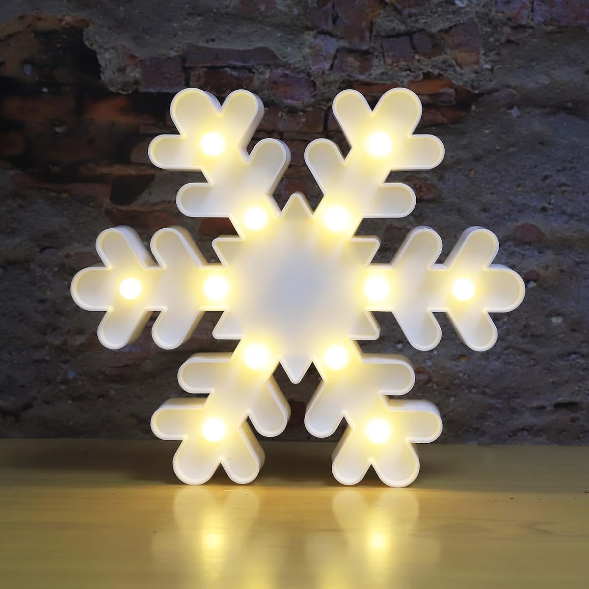 Snowflake Marquee Sign LED Night Lights White Snowflake Battery Operated Wall Lamp
