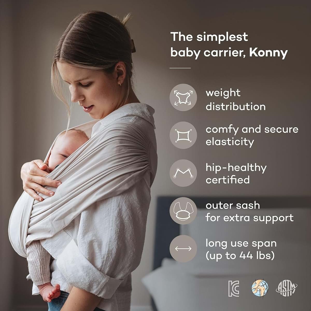 Konny by Erin SoftBreeze Baby Carrier Wrap, Lavender, 3XL Size