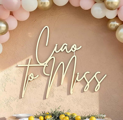 QWTOWFM Ciao to Miss Wooden Sign for Baby Shower Backdrop