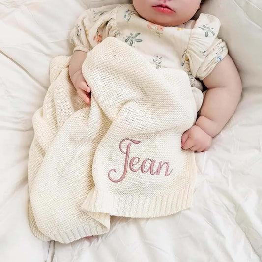 Grewear Personalized Baby Knit Blanket In 100% Cotton
