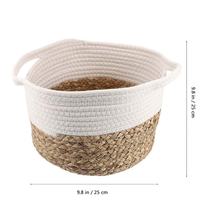 Cotton Rope Woven Storage Basket with Handles for Home Organization