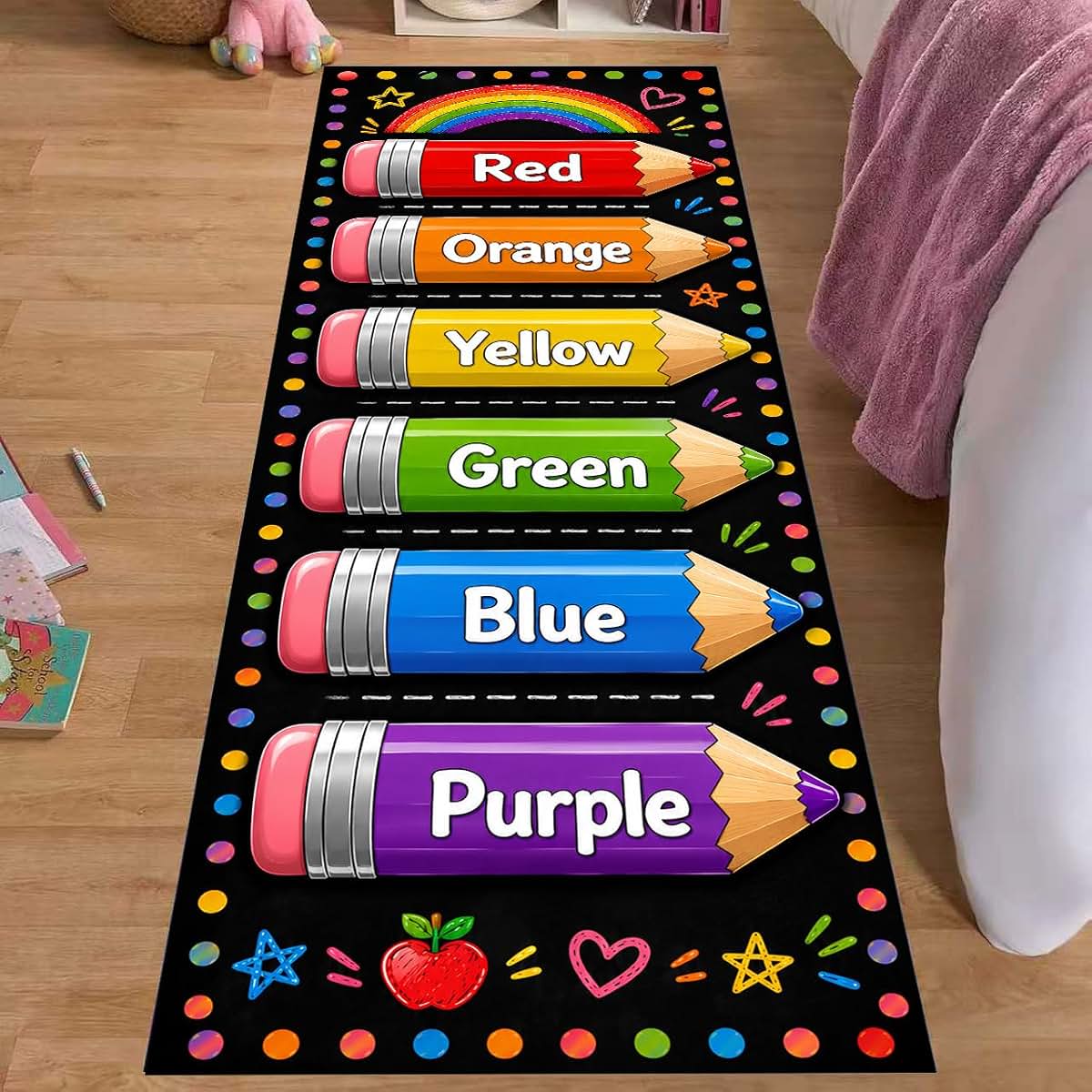 ZCLRUG Color Learning Runner Rug Library Classroom Rug Soft Rainbow Carpet 2.7x7ft