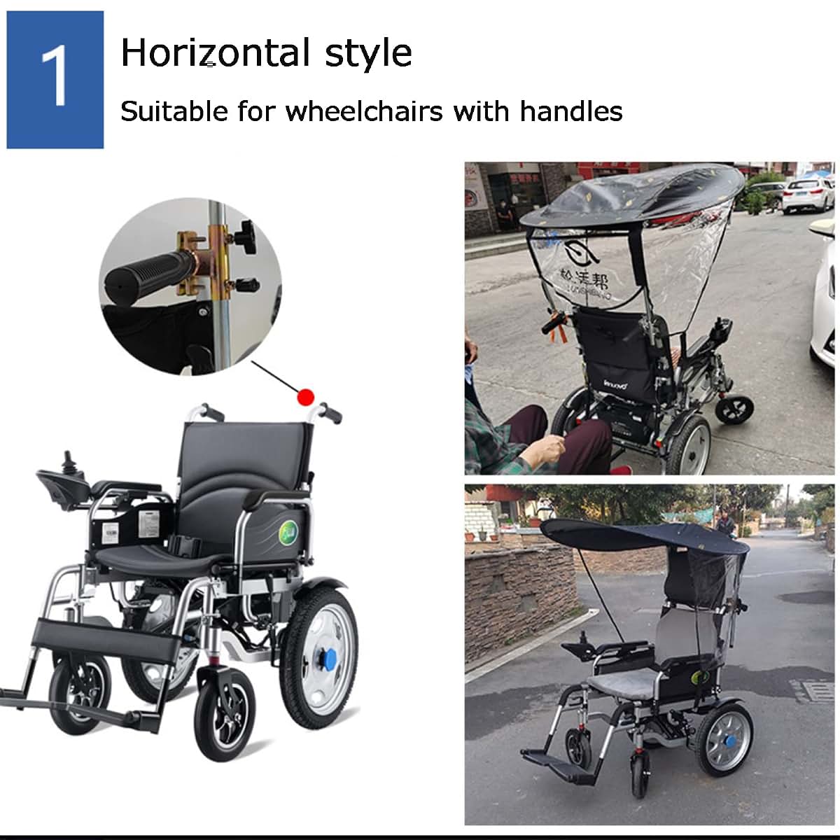 QiuShuiDr Wheelchair Umbrella Adjustable Folding Canopy For Most Wheelchairs