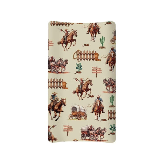 Tongluoye Western Cowboy Horse Changing Pad Covers Baby Changing Pad Sheets for Girls Boys Ultra Soft Stretchy Diaper