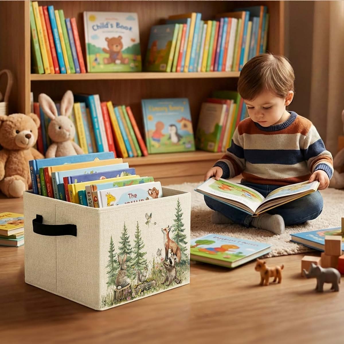 Forest Animal Nursery Storage Bin Organizer for Clothes, Toys & Books