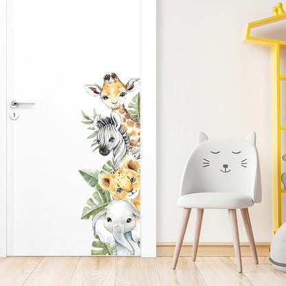 sacinora Watercolor Jungle Animal Wall Stickers for Nursery and Kids Room