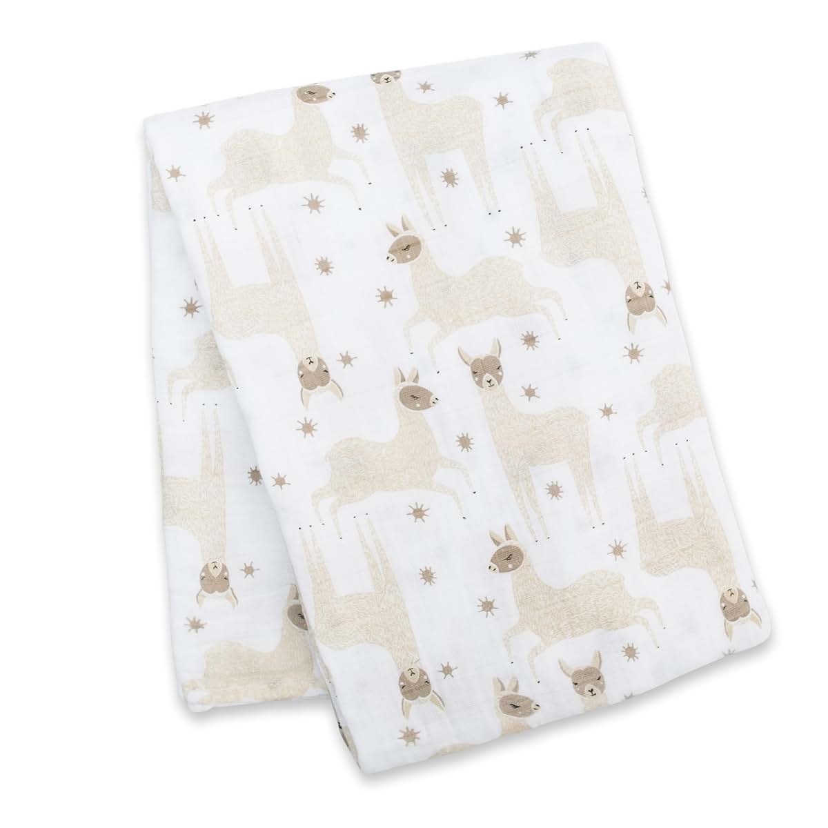 Lulujo Baby 100% Cotton Muslin Swaddle Blanket, 47 x 47-Inches, Modern Llama