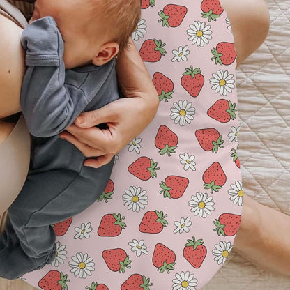 Strawberry Daisy Floral Nursing Pillow Slipcover for Newborns