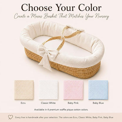 Ababy Custom Waffle Pique Moses Basket With Mattress And Liner (photo 3)