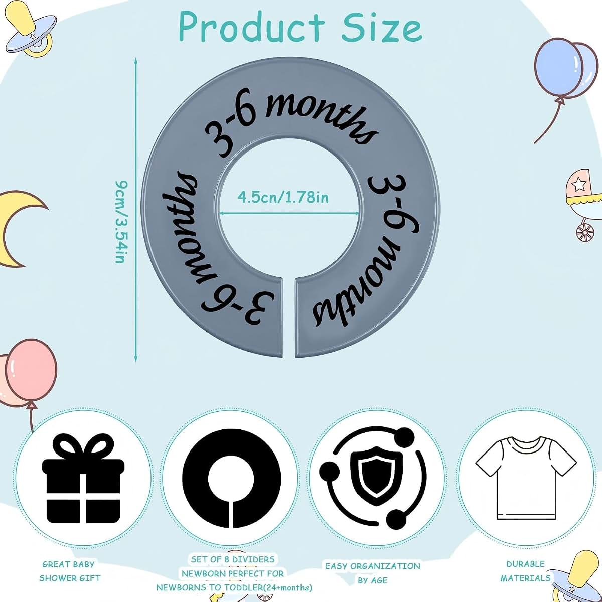 ForraFun 8-Piece Closet Dividers for Baby Clothing Storage