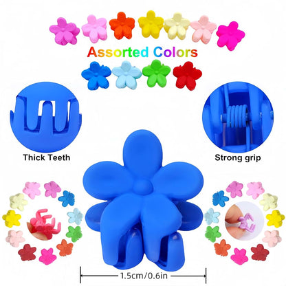 Tesvyns Mini Flower Hair Clips, 50-Piece Colorful Floral Claw Set for Toddlers