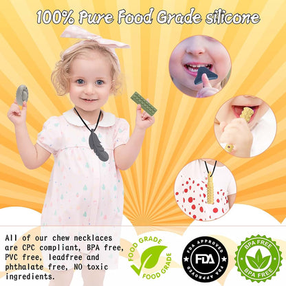 Chewy Silicone Sensory Necklaces for Teething and Focus Support