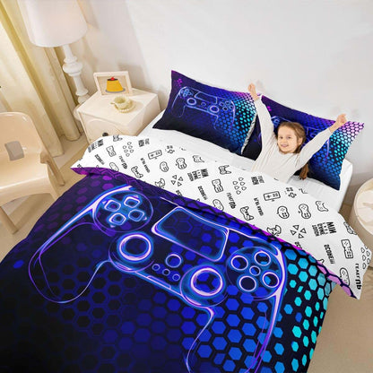 Kids Wild Animals Bedding Set Queen Size 3-Piece Duvet Cover Set with Cartoon Lion Monkey Elephant Jungle Zoo Theme