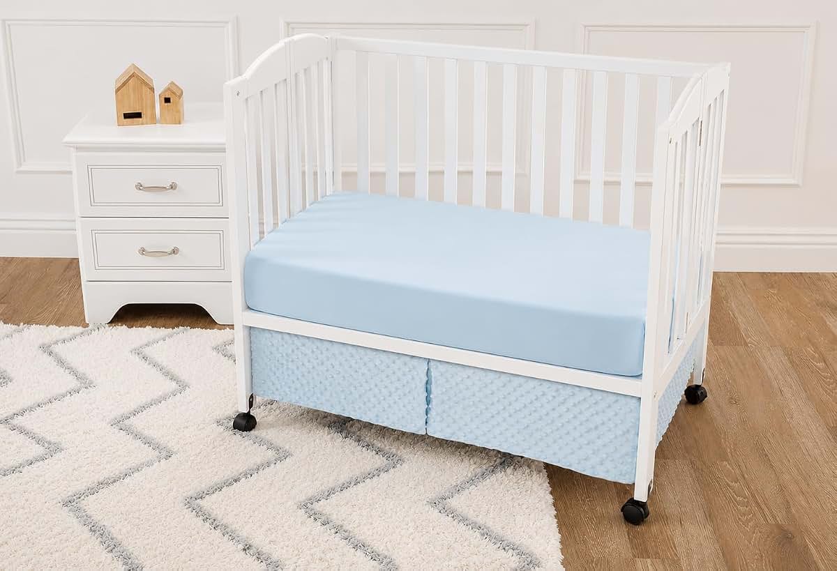 American Baby Company Heavenly Soft Minky Dot 3-Piece Mini Crib Bedding Set Blue